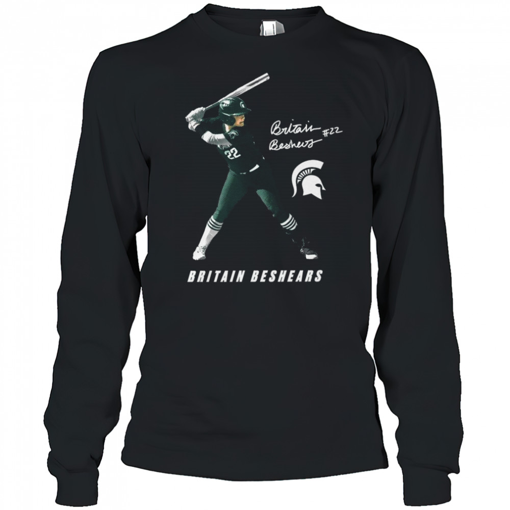 Britain Beshears 22 Michigan State Spartans Softball NCAA Division I 2025 Portrait Signature t-shirt Long Sleeved