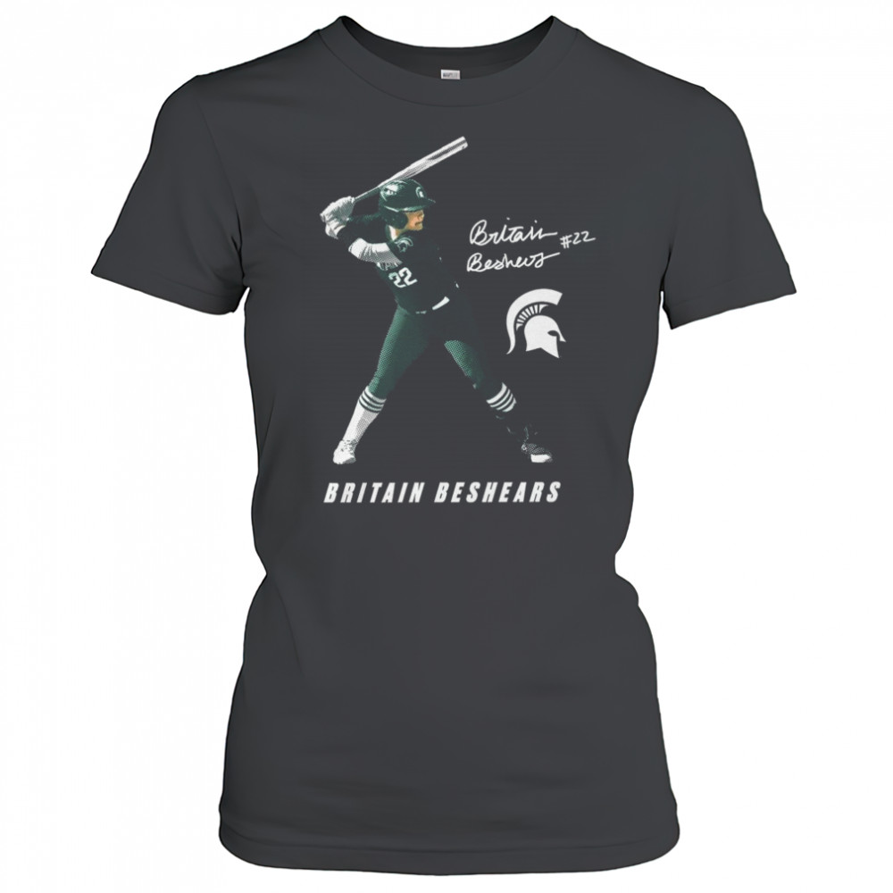 Britain Beshears 22 Michigan State Spartans Softball NCAA Division I 2025 Portrait Signature t-shirt Women's T-shirt