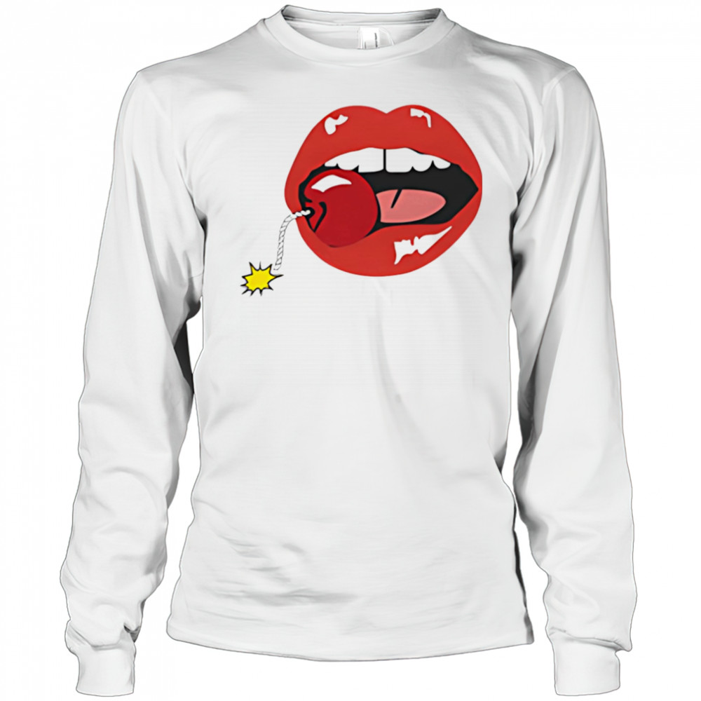 Cherry lips mouth shirt Long Sleeved
