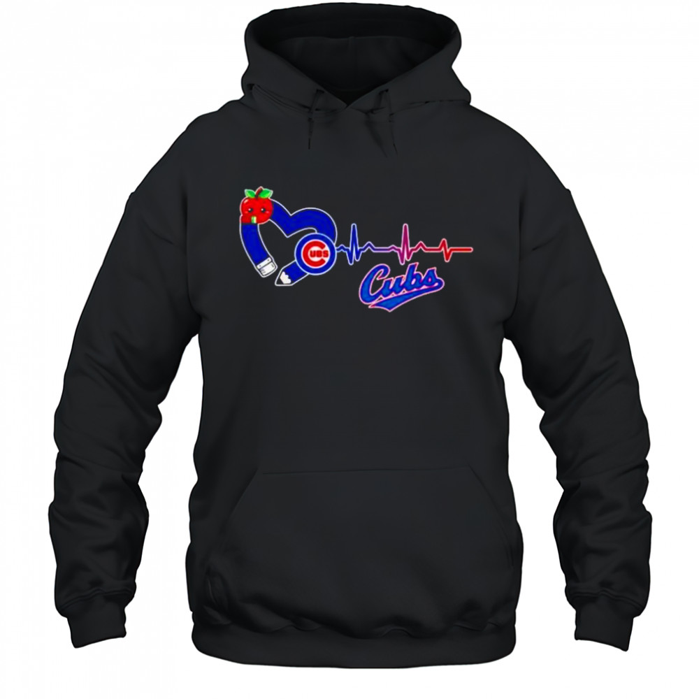 Chicago Cubs logo pencil apple teaching heartbeat shirt Hoodie