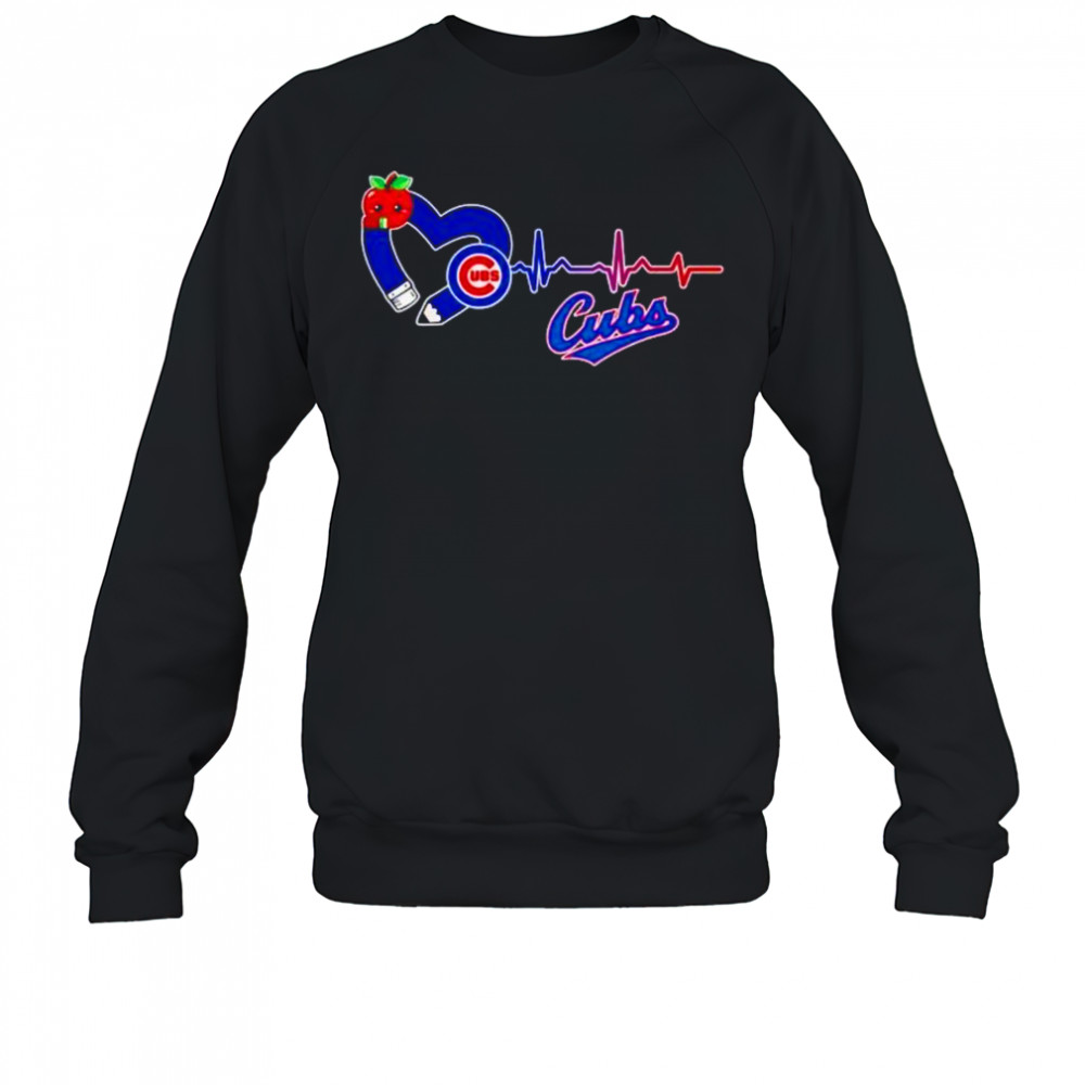 Chicago Cubs logo pencil apple teaching heartbeat shirt Sweatshirt