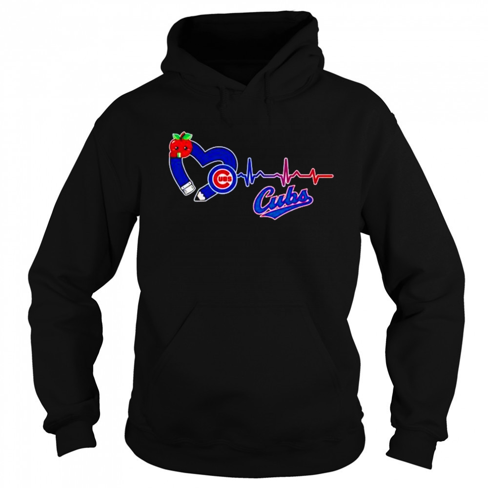 Chicago Cubs logo pencil apple teaching heartbeat shirt Sweatshirt