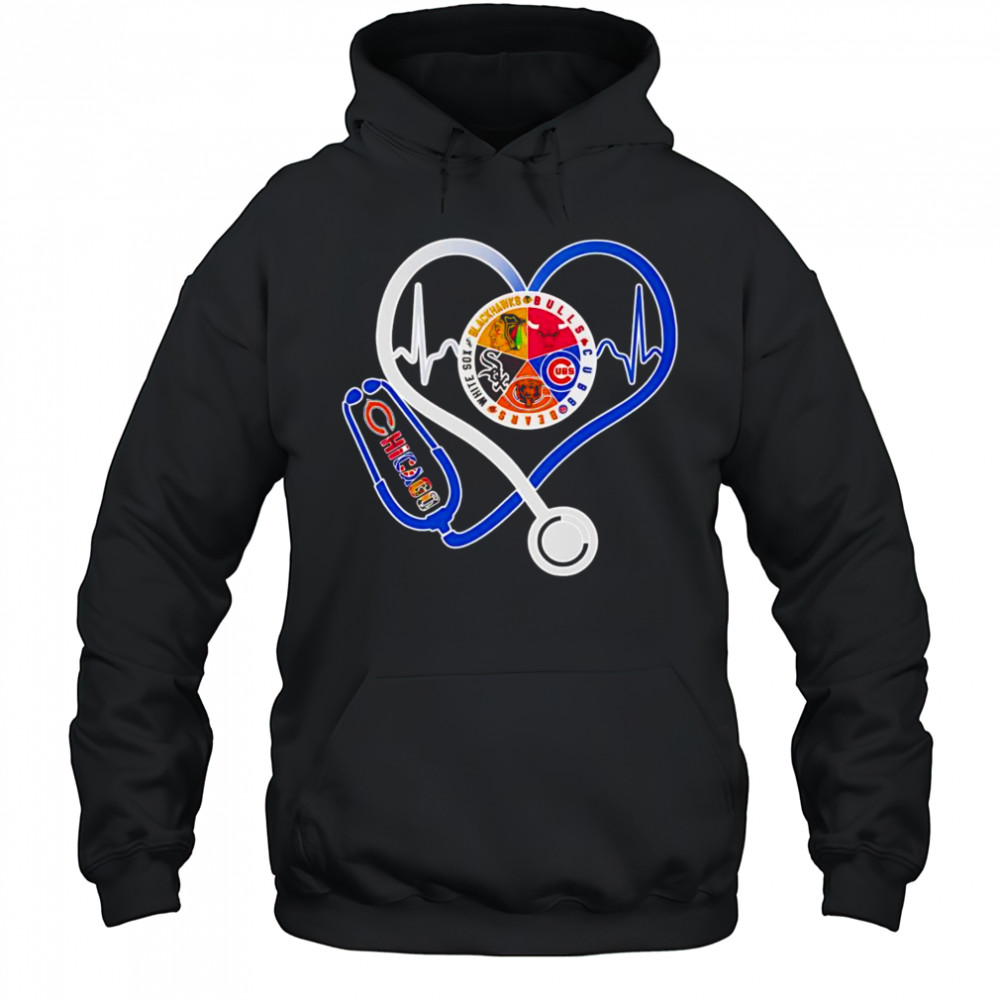 Chicago sports heart stethoscope shirt Hoodie