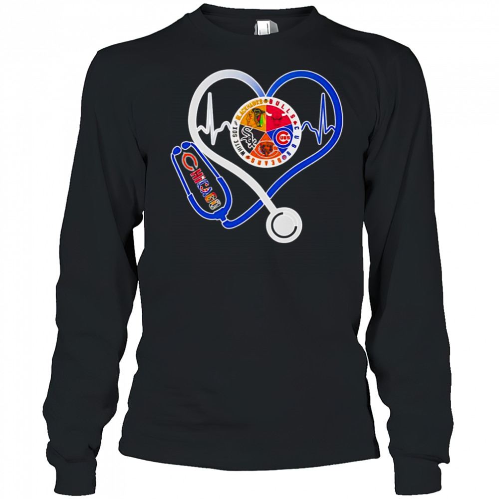 Chicago sports heart stethoscope shirt Long Sleeved