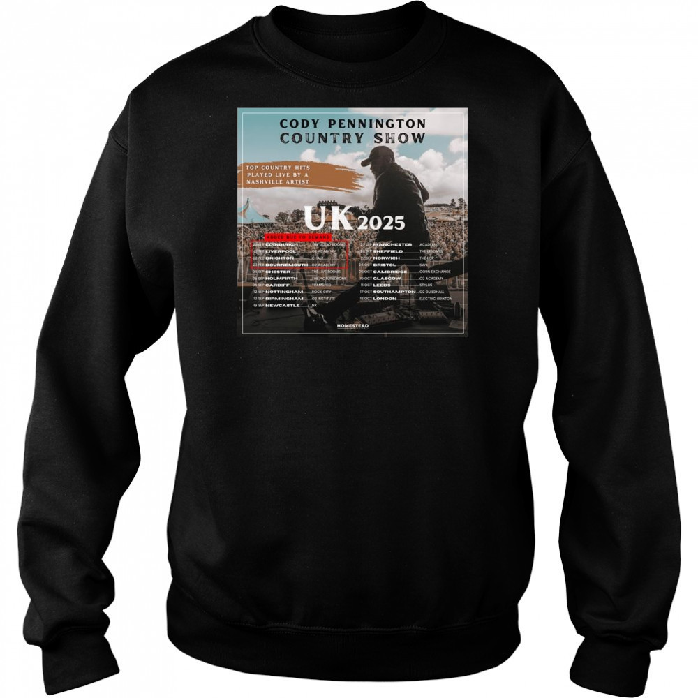 Cody Pennington Country Show UK Tour 2025 Shirt Hoodie