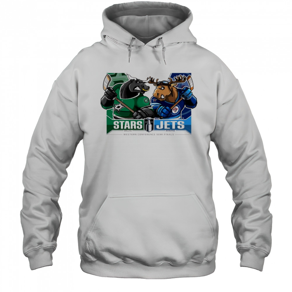 Dallas Stars Vs Winnipeg Jets 2025 2nd Round Matchups Western Conference Semi Finals Mascot t-shirt Hoodie