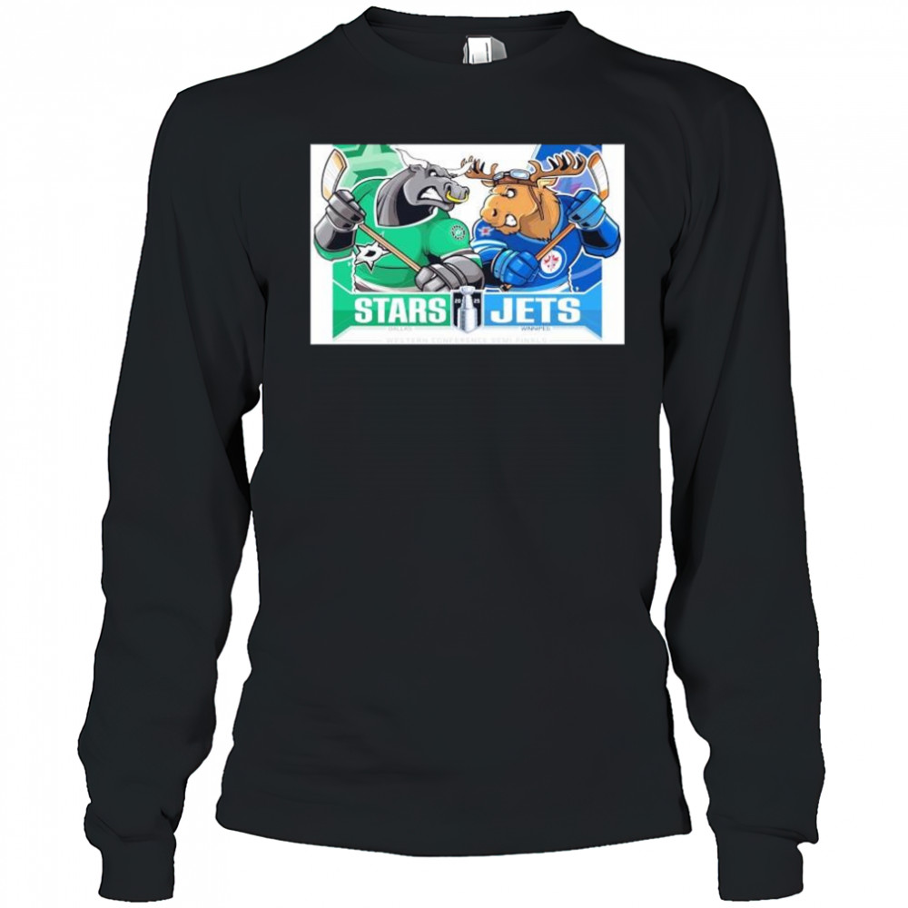 Dallas Stars vs Winnipeg Jets 2025 Stanley cup mascot shirt Long Sleeved