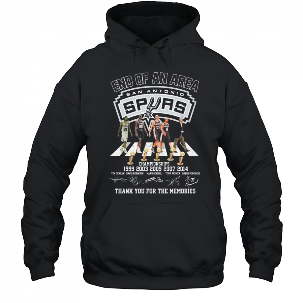 End Of An Area San Antonio Spurs Thank You For The Memories Walking Signature Shirt Hoodie