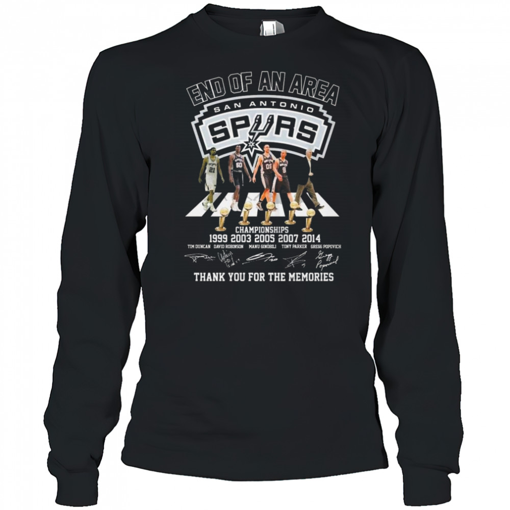 End Of An Area San Antonio Spurs Thank You For The Memories Walking Signature Shirt Long Sleeved