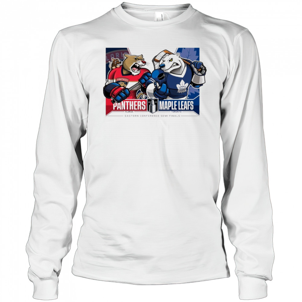 Florida Panthers Vs Toronto Maple Leafs 2025 2nd Round Matchups Eastern Conference Semi Finals Mascot t-shirt Long Sleeved