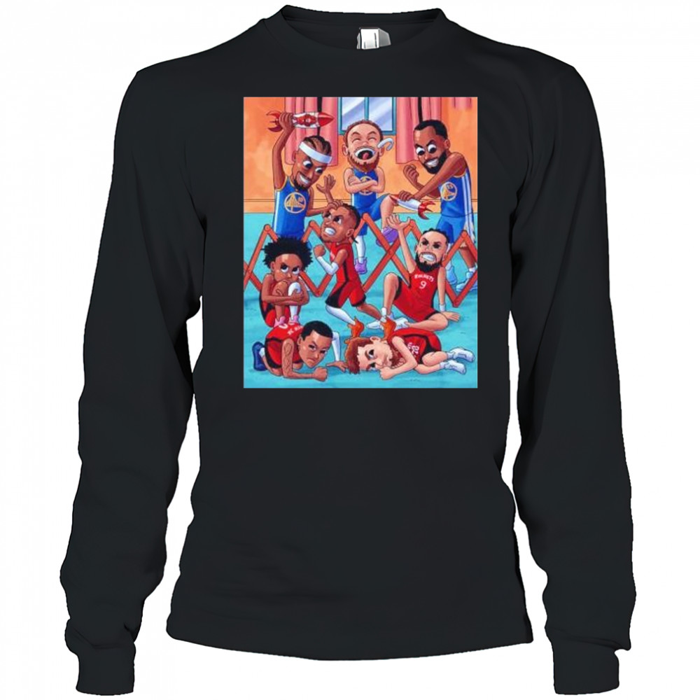 Golden State Warriors victory Houston Rockets 2025 NBA Playoffs cartoon shirt Long Sleeved