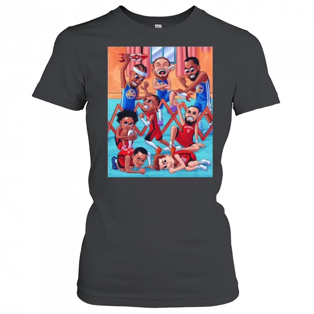 Golden State Warriors victory Houston Rockets 2025 NBA Playoffs cartoon shirt Women's T-shirt