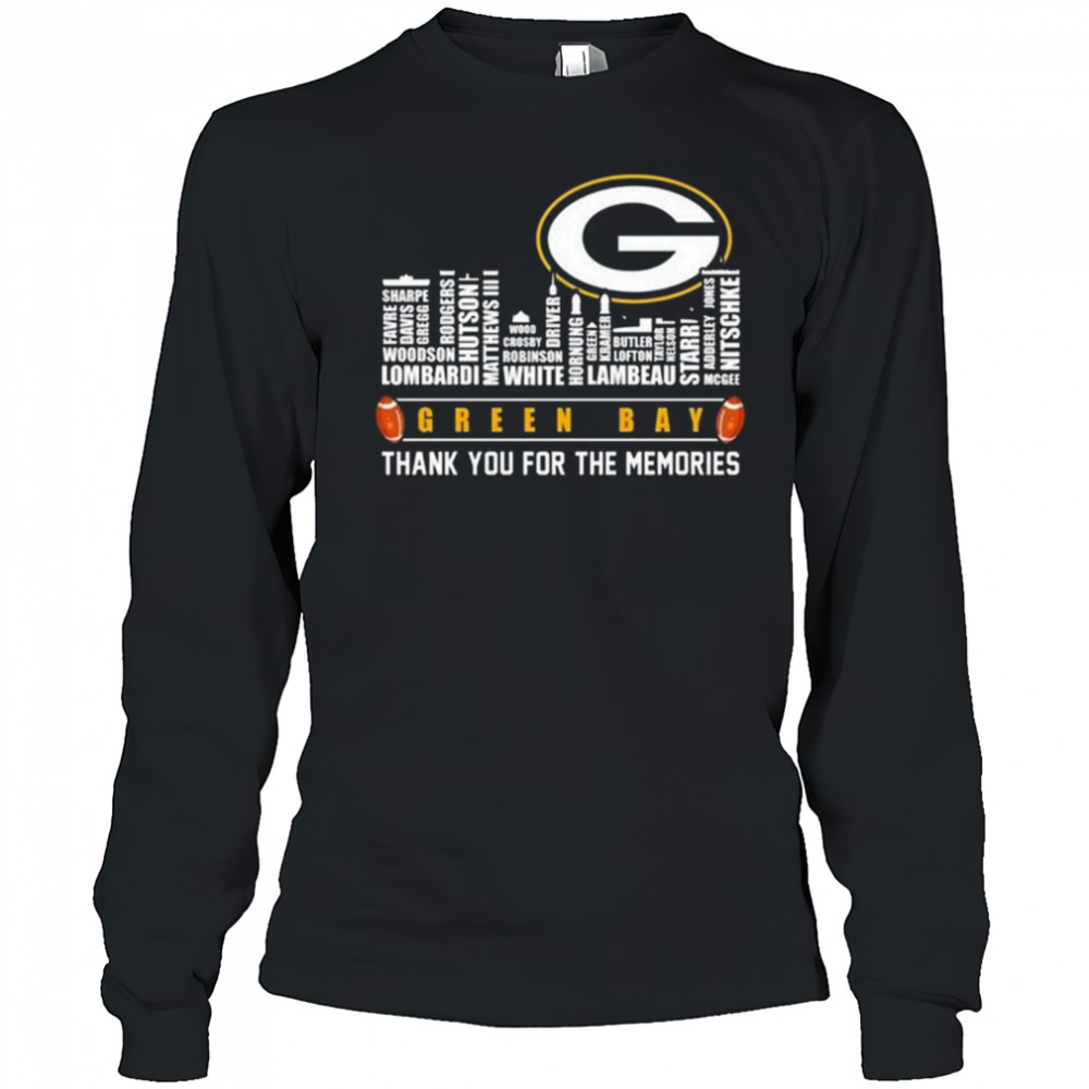 Green Bay Packers Thank You For The Memories Skyline Name Shirt Long Sleeved