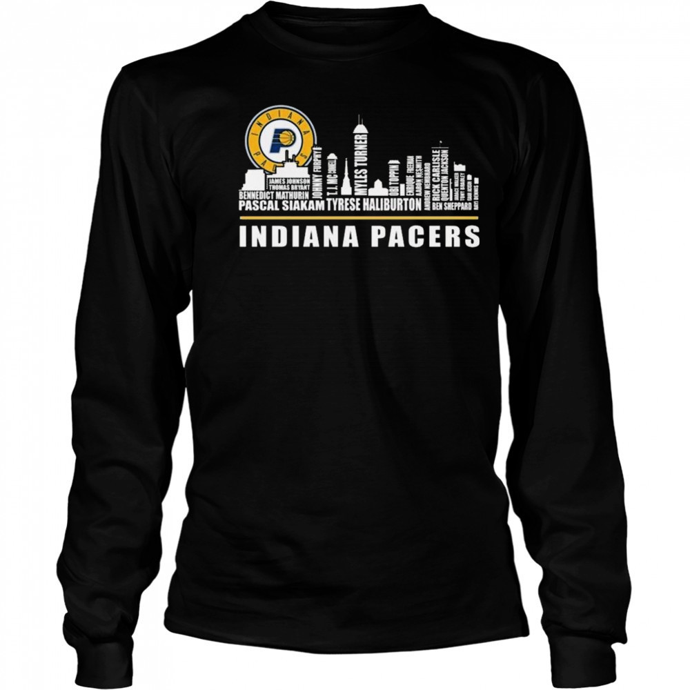 Indiana Pacers Basketball 2025 Skyline Names Shirt Long Sleeved