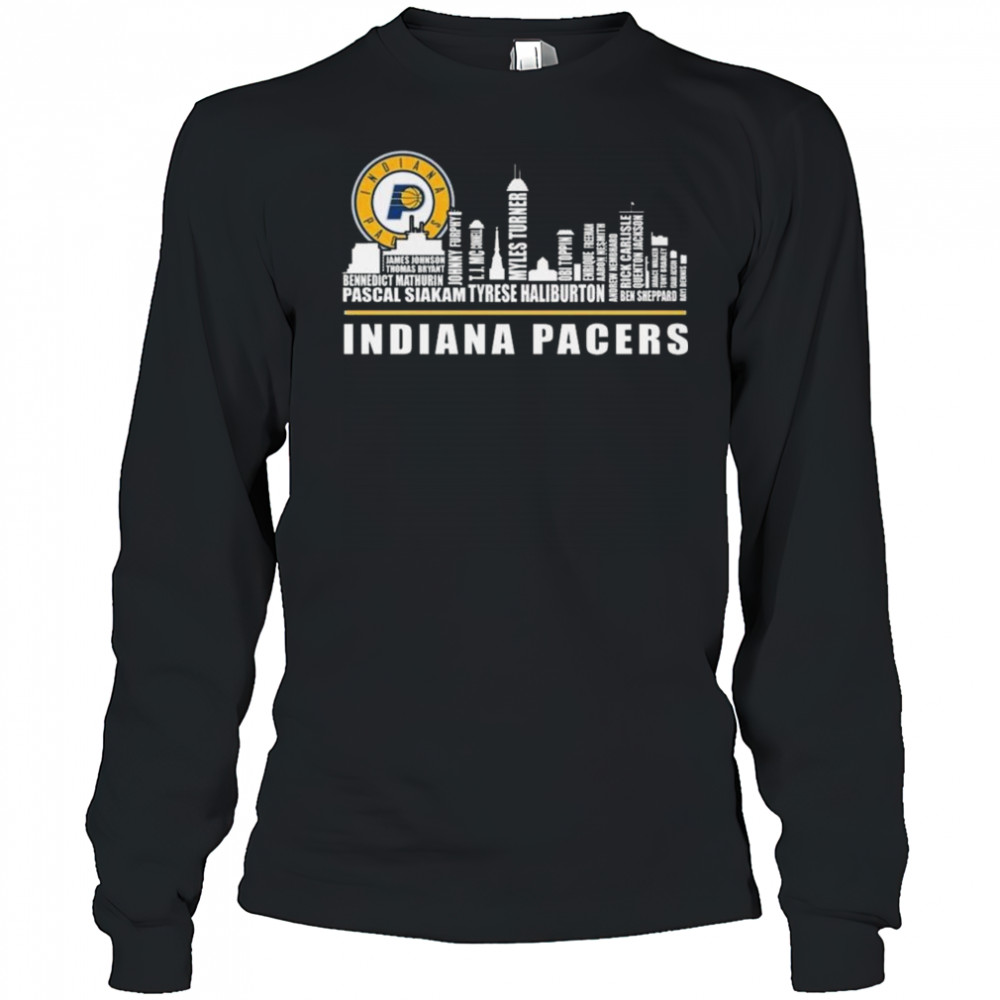Indiana Pacers Basketball 2025 Skyline Names Shirt Long Sleeved