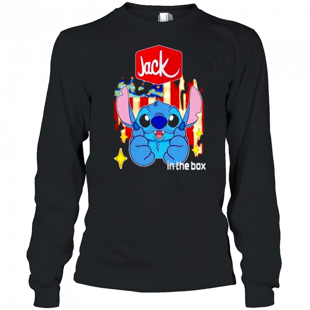 Jack in the box Stitch US flag 4th of July shirt Long Sleeved