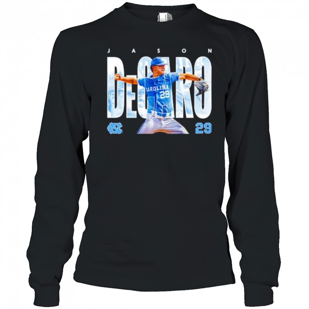 Jason DeCaro 29 North Carolina Tar Heels baseball shirt Long Sleeved