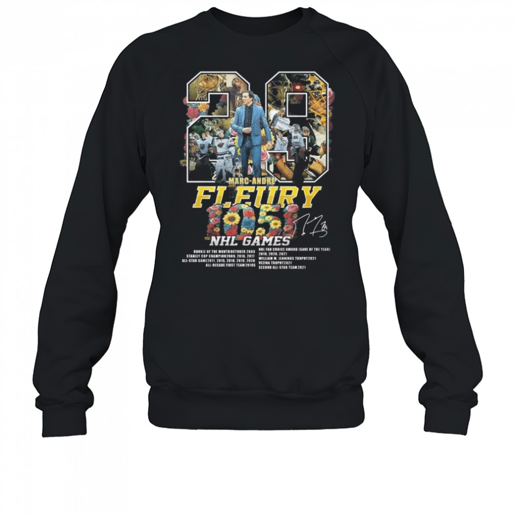 Marc Andre Fleury 1051 NHL Game Signature 2025 Shirt Sweatshirt