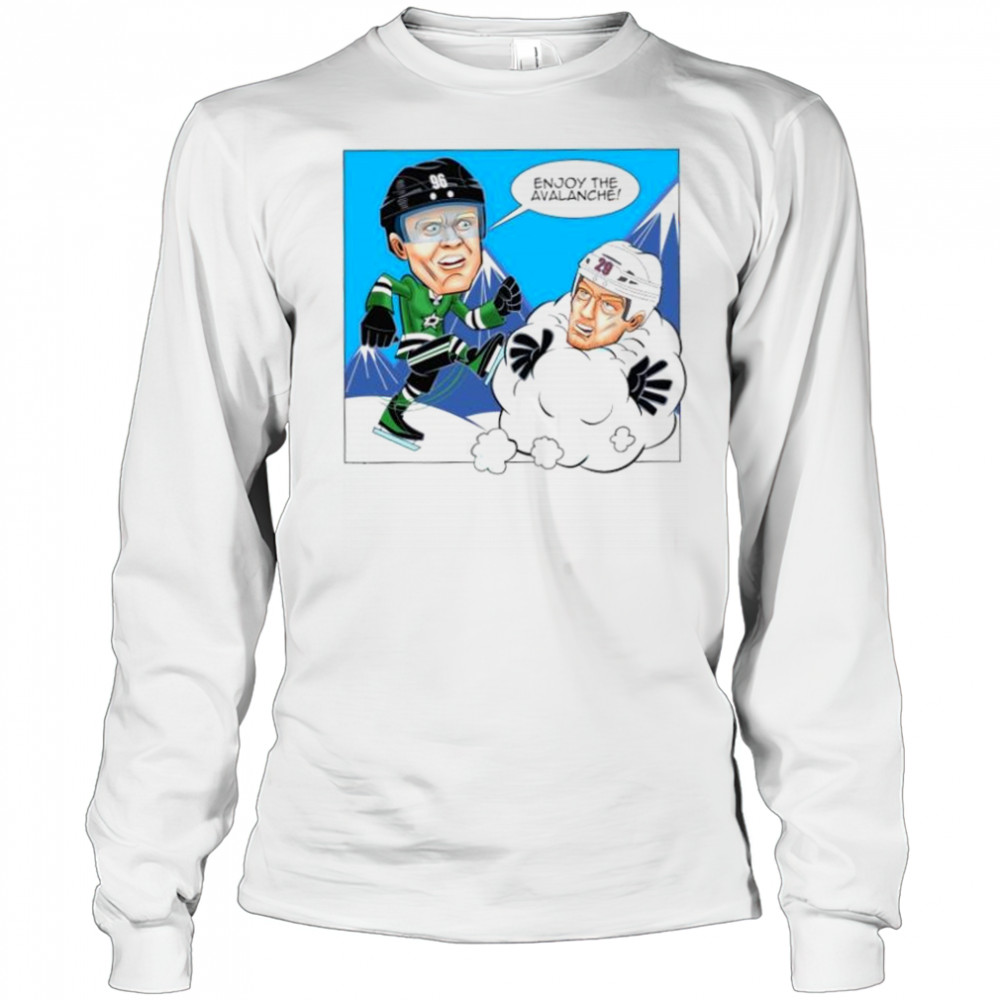 Mikko Rantanen Dallas Stars kick Nathan MacKinnon Colorado Avalanche cartoon shirt Long Sleeved