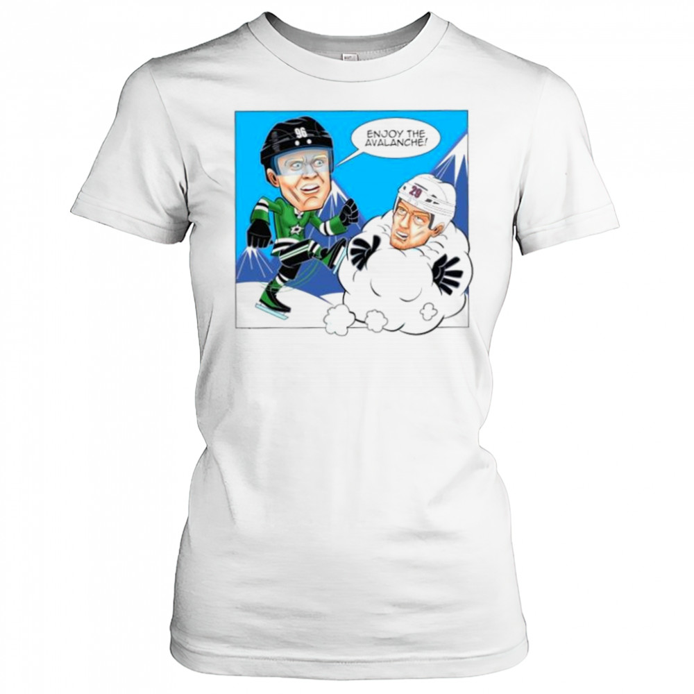 Mikko Rantanen Dallas Stars kick Nathan MacKinnon Colorado Avalanche cartoon shirt Women's T-shirt