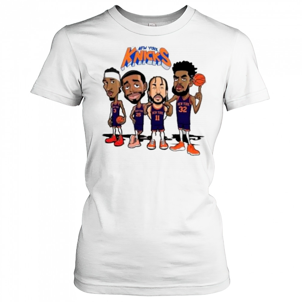 New York Knicks Josh Hart Mikal Bridges Jalen Brunson and Karl-Anthony Towns cartoon shirt Women's T-shirt