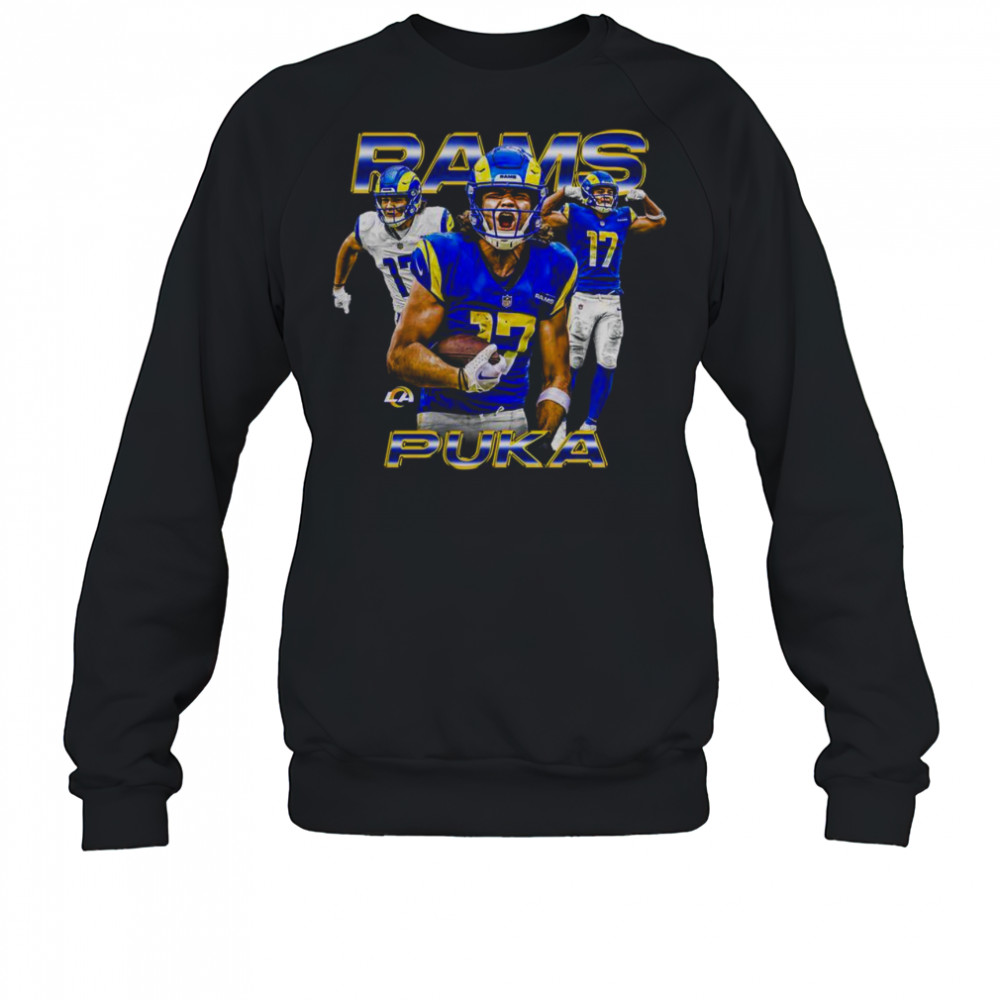 Official Puka Nacua Black Los Angeles Rams Notorious Player T-Shirt Sweatshirt