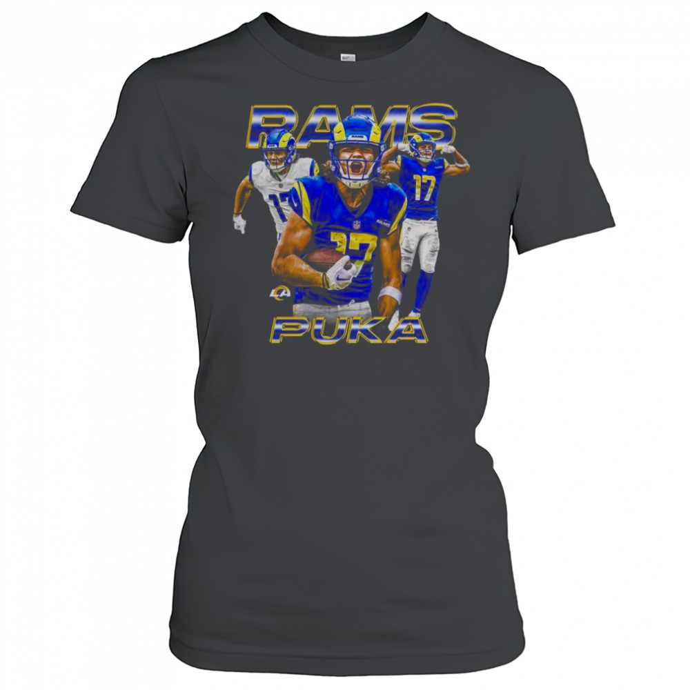 Official Puka Nacua Black Los Angeles Rams Notorious Player T-Shirt Women's T-shirt