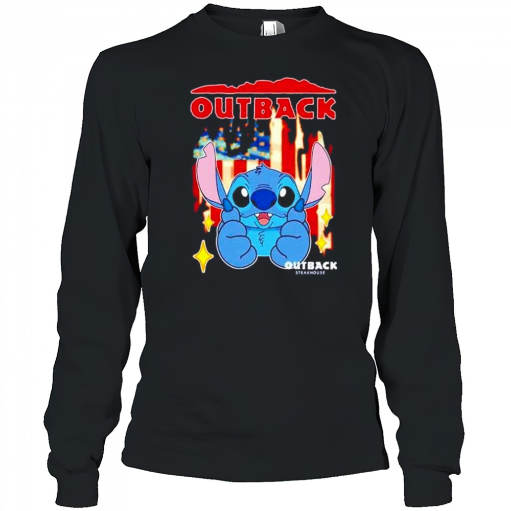 Outback Steakhouse Stitch US flag 4th of July shirt Long Sleeved
