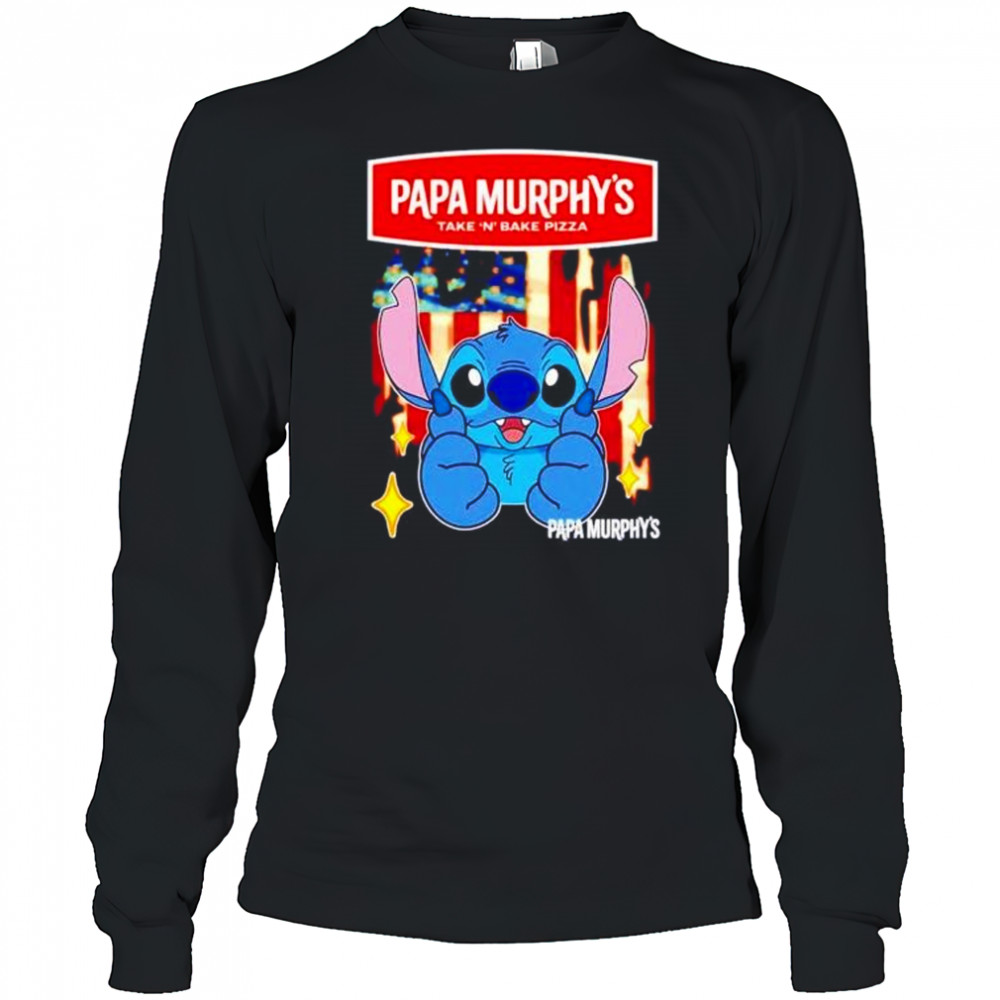 Papa Murphy’s take ‘n bake pizza Stitch US flag 4th of July shirt Long Sleeved