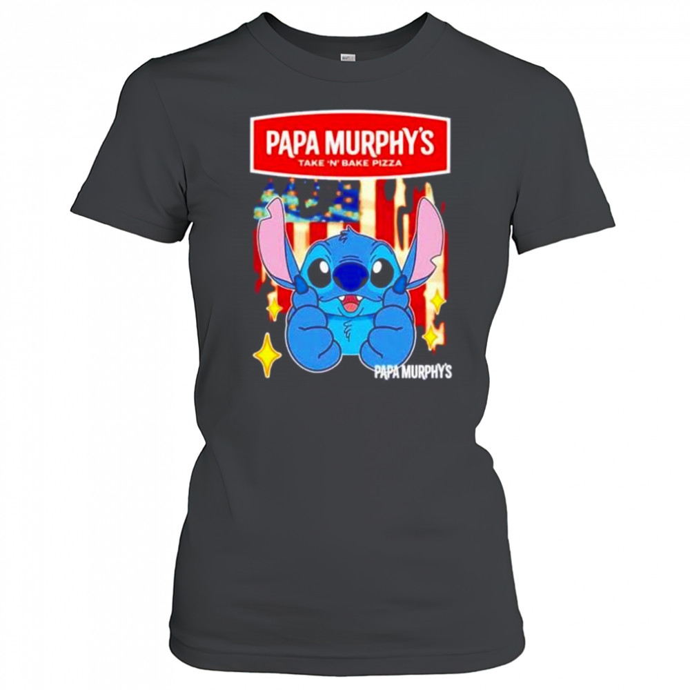 Papa Murphy’s take ‘n bake pizza Stitch US flag 4th of July shirt Women's T-shirt