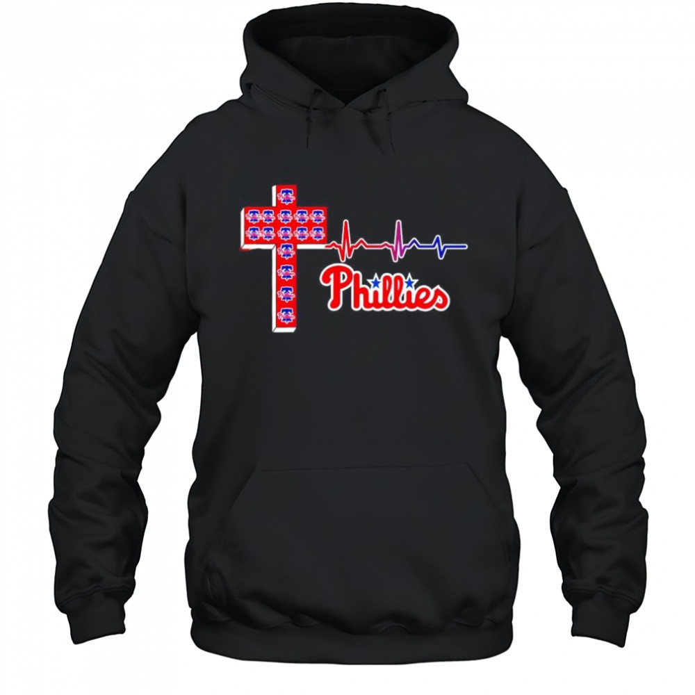 Philadelphia Phillies logo Christian cross heartbeat shirt Hoodie