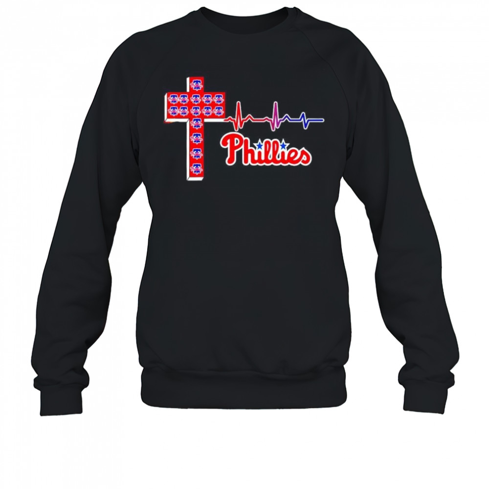 Philadelphia Phillies logo Christian cross heartbeat shirt Sweatshirt