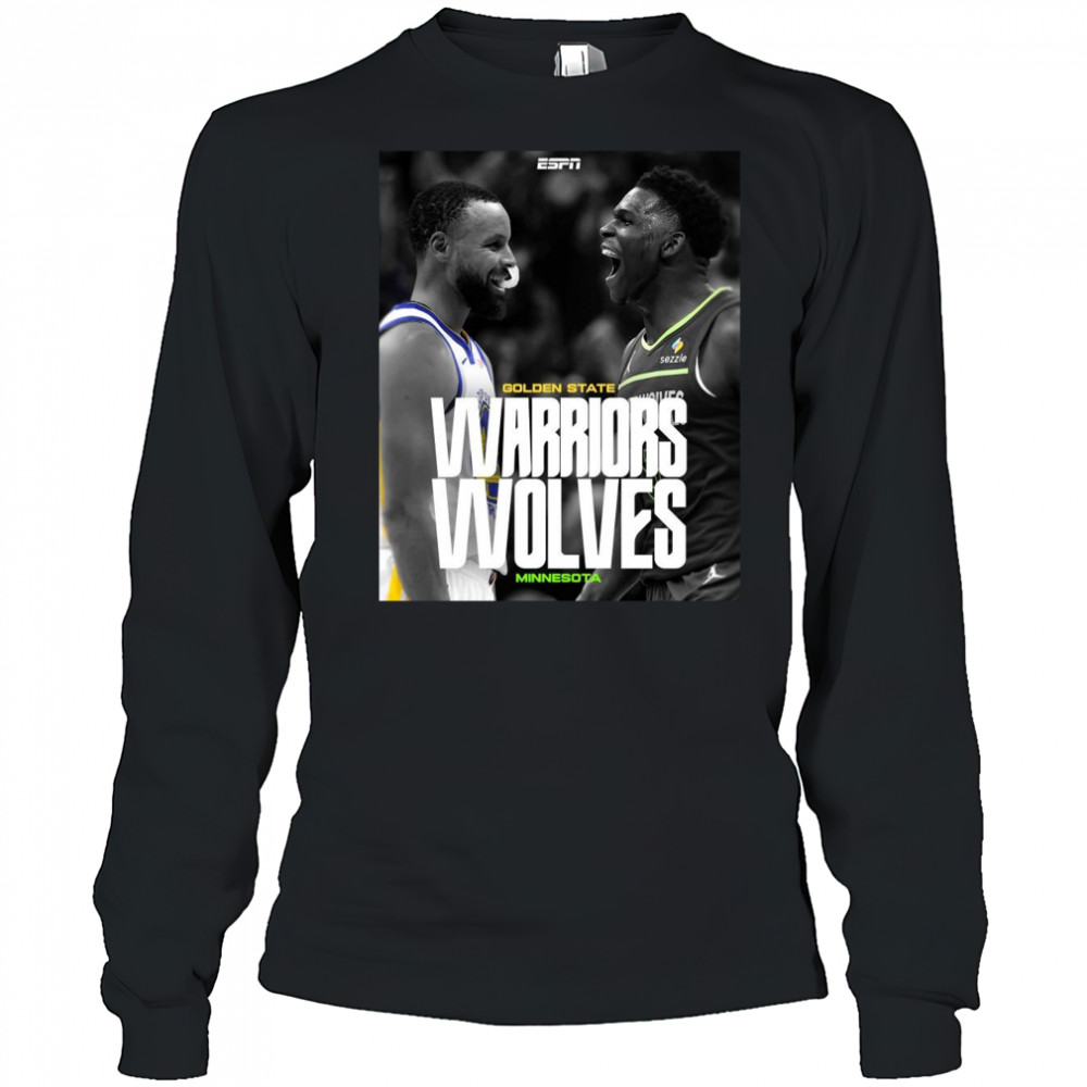 Poster Stephen Curry Golden State Warriors Vs Ant Man Anthony Edwards Minnesota Timberwolves t-shirt Long Sleeved