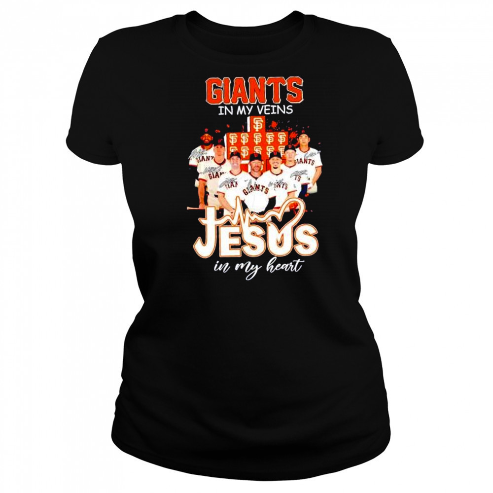 San Francisco Giants in my veins Jesus in my heart players signatures shirt Women's T-shirt