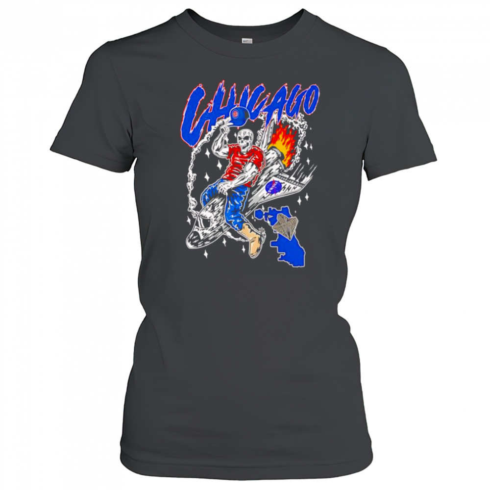Skeleton riding space ship Chicago Cubs shirt Women's T-shirt