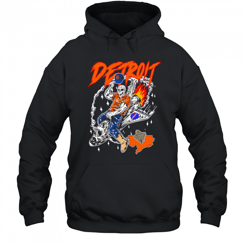 Skull Detroit Tigers riding space ship shirt Hoodie