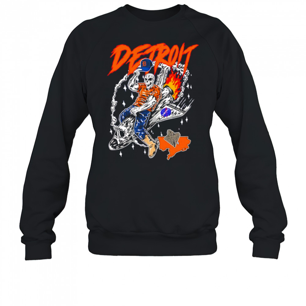 Skull Detroit Tigers riding space ship shirt Sweatshirt