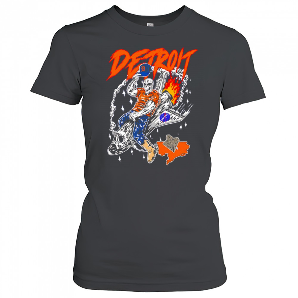 Skull Detroit Tigers riding space ship shirt Women's T-shirt