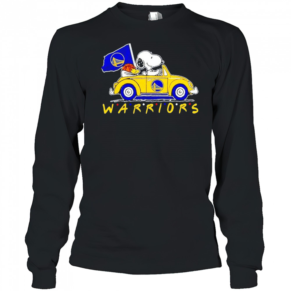 Snoopy and Woodstock driving car Golden State Warriors friends shirt Long Sleeved