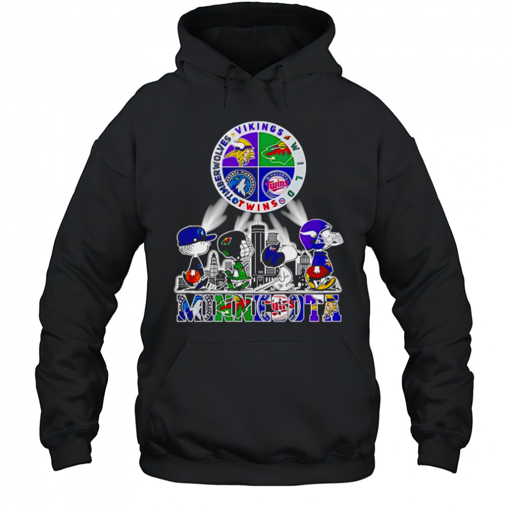 Snoopy Minnesota Twins Minnesota Vikings Minnesota Wild Timberwolves T-Shirt Hoodie