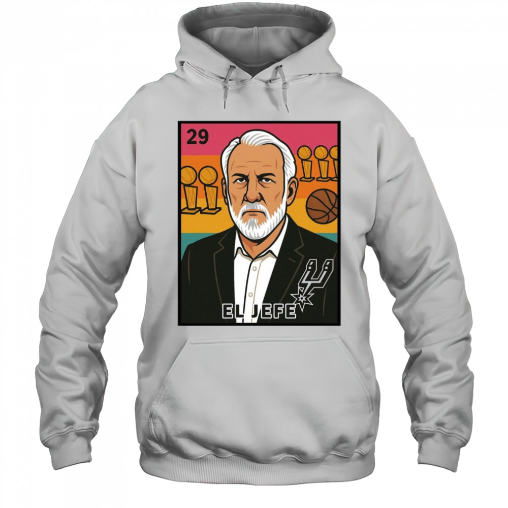 Spurnandez El Jefe Porvida Gregg Popovich San Antonio Spurs Retro Poster t-shirt Hoodie