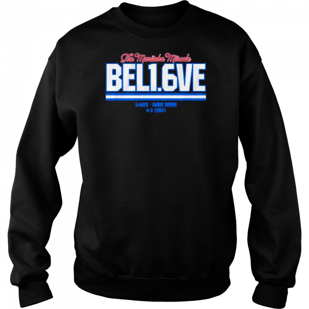 The manitoba miracle believe in 1.6 seconds left Winnipeg Jets shirt Hoodie