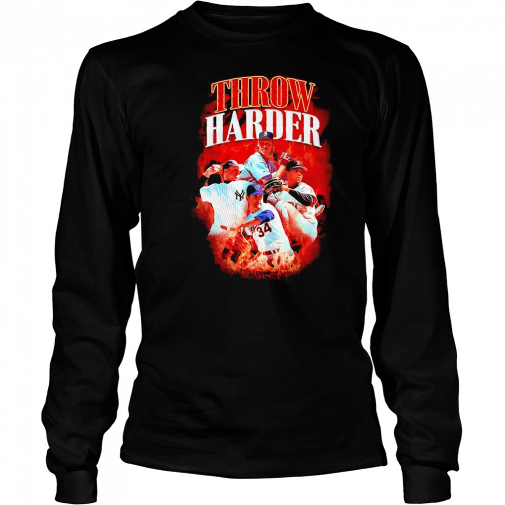 Throw Harder MLB baseball retro shirt Long Sleeved