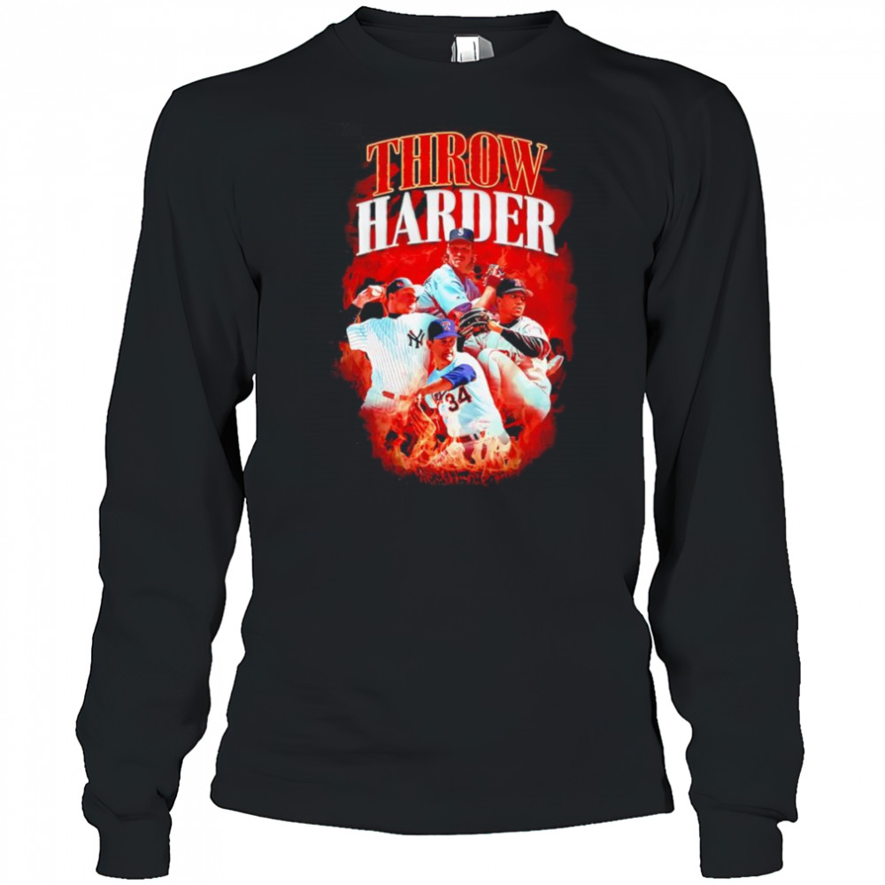 Throw Harder MLB baseball retro shirt Long Sleeved