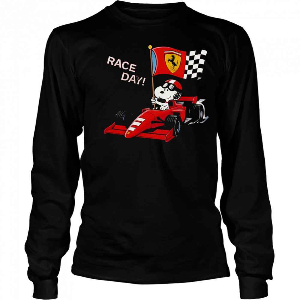 Top Ferrari Snoopy F1 Race Day T-Shirt Long Sleeved