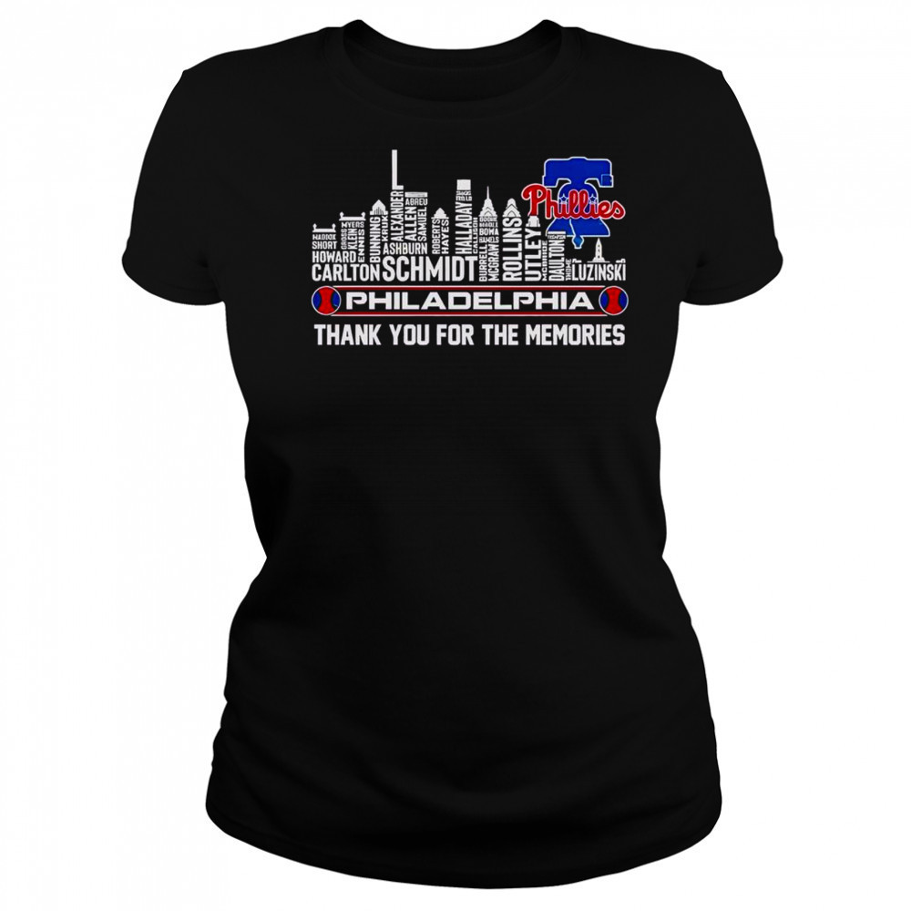 Top Philadelphia Phillies Skyline City Name Thank You For The Memories T-Shirt Women's T-shirt
