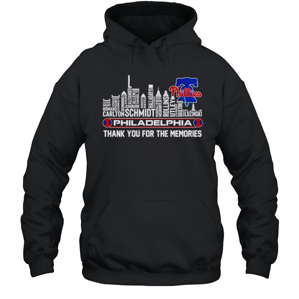 Top Philadelphia Phillies Skyline City Name Thank You For The Memories T-Shirt Hoodie