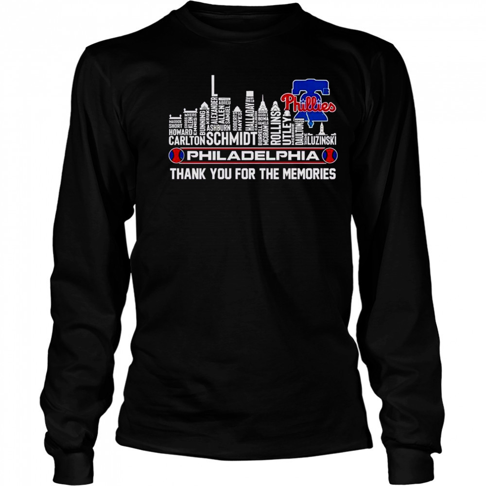 Top Philadelphia Phillies Skyline City Name Thank You For The Memories T-Shirt Long Sleeved