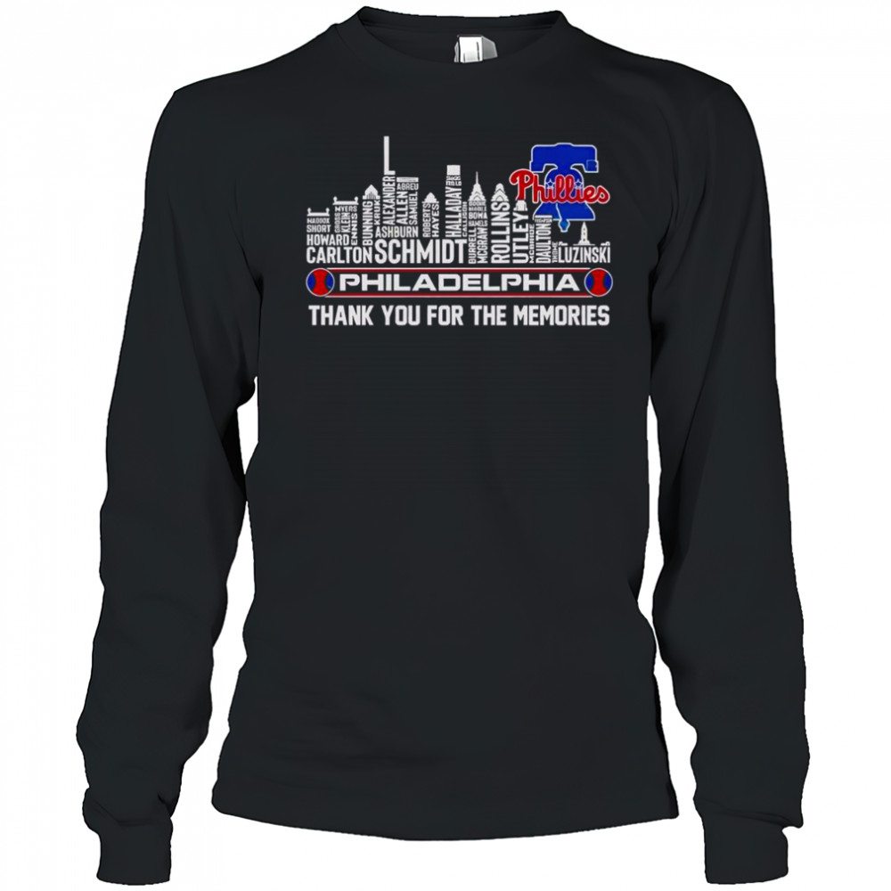Top Philadelphia Phillies Skyline City Name Thank You For The Memories T-Shirt Long Sleeved