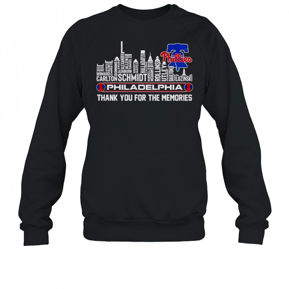 Top Philadelphia Phillies Skyline City Name Thank You For The Memories T-Shirt Sweatshirt